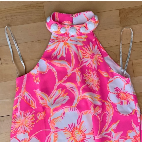 Lilly Pulitzer Alli Prosecco Pink Floral Halter Swing Dress - Picture 11 of 14